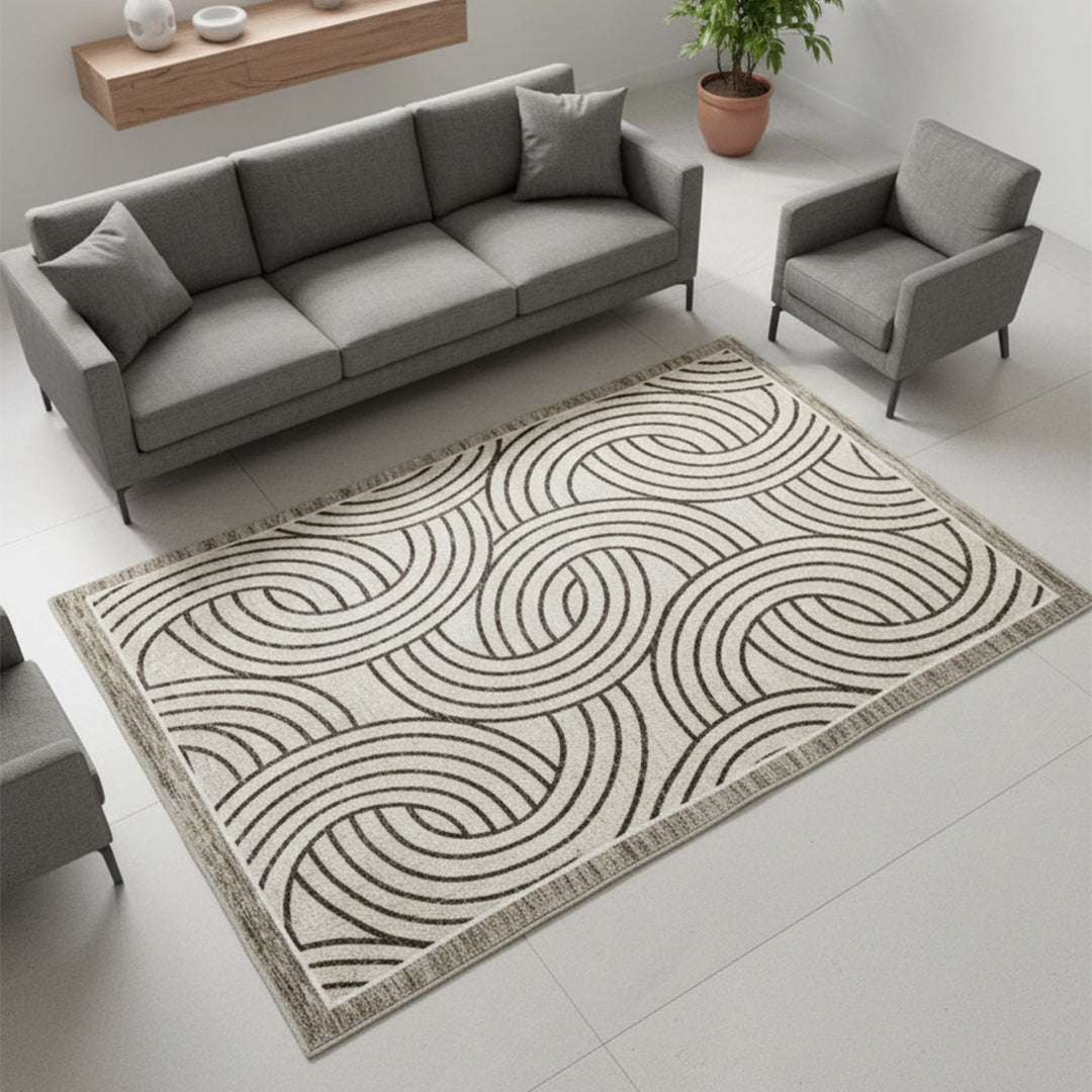 Muddy Carpet Orbit Washable Area Rugs for Living Room, Bedroom & Dining Room – Modern Soft Low Pile Non Slip Carpet – Pet Friendly Waterproof Foldable Rugs for Home