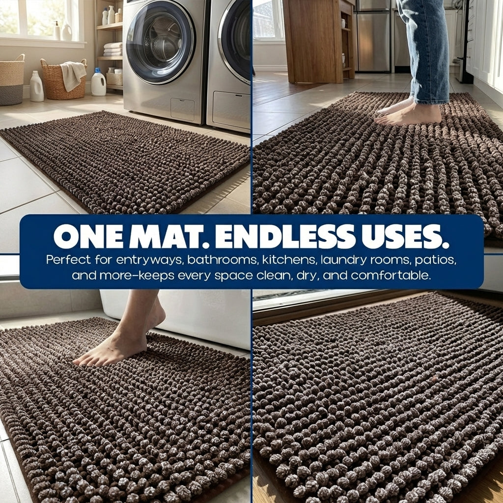 Muddy Mat® TrapMax Dual Tone Indoor Dog Door Mat & Bathroom Rugs – Non Slip Chenille Entryway Rug for Muddy Paws, Super Absorbent Washable Front Door Mat, Quick Dry Bath Mat