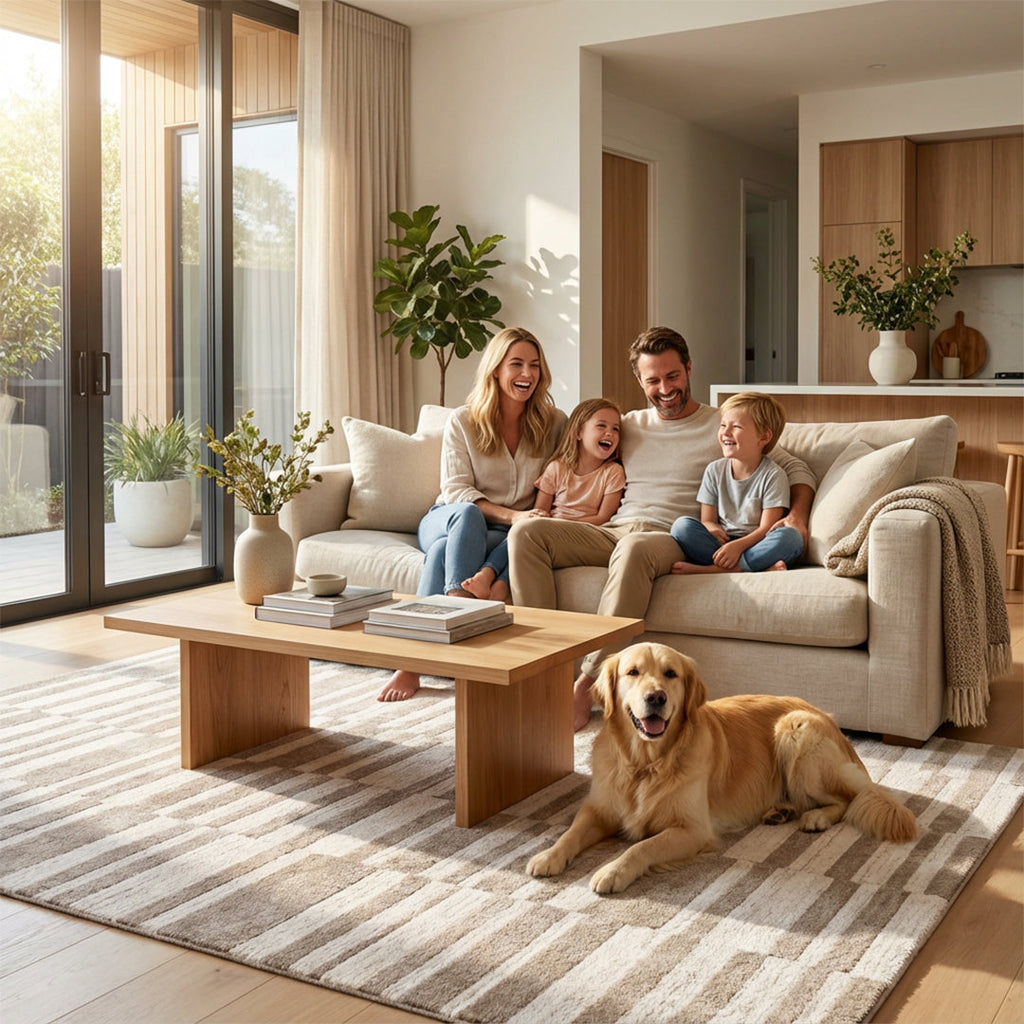 Muddy Carpet Brickline Washable Area Rugs for Living Room, Bedroom & Dining Room – Modern Soft Low Pile Non Slip Carpet – Pet Friendly Waterproof Foldable Rugs for Home