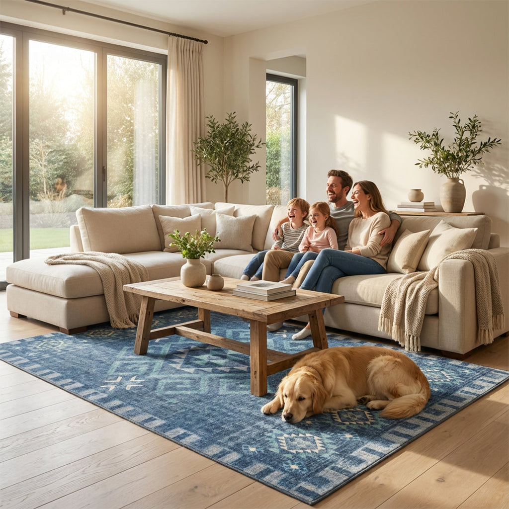 Muddy Carpet Mesa Washable Area Rugs for Living Room, Bedroom & Dining Room – Modern Soft Low Pile Non Slip Carpet – Pet Friendly Waterproof Foldable Rugs for Home