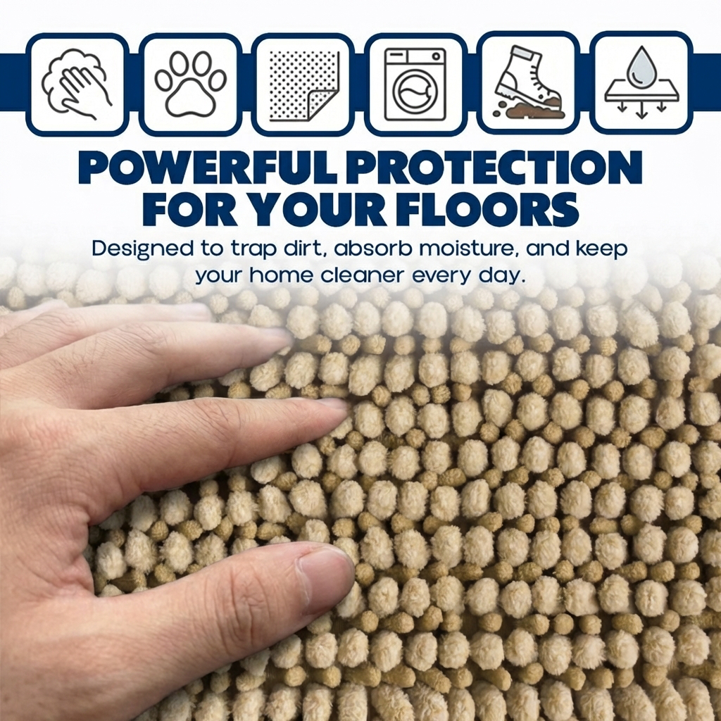 Muddy Mat® TrapMax Dual Tone Indoor Dog Door Mat & Bathroom Rugs – Non Slip Chenille Entryway Rug for Muddy Paws, Super Absorbent Washable Front Door Mat, Quick Dry Bath Mat