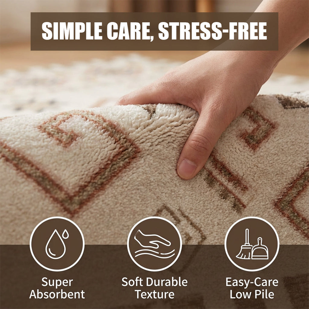 Muddy Carpet Sedona Washable Area Rugs for Living Room, Bedroom & Dining Room – Modern Soft Low Pile Non Slip Carpet – Pet Friendly Waterproof Foldable Rugs for Home