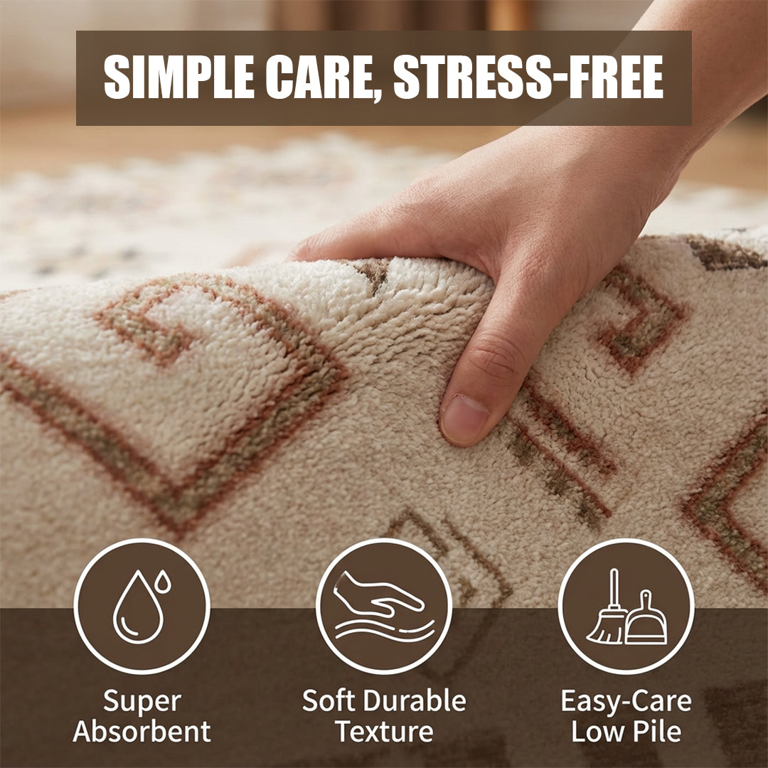 Muddy Carpet Sedona Washable Area Rugs for Living Room, Bedroom & Dining Room – Modern Soft Low Pile Non Slip Carpet – Pet Friendly Waterproof Foldable Rugs for Home