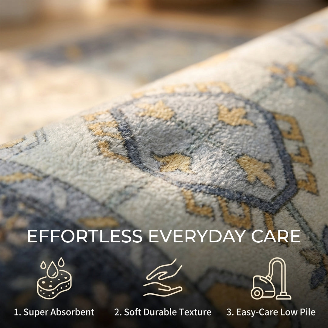 Muddy Carpet Celeste Washable Area Rugs for Living Room, Bedroom & Dining Room – Modern Soft Low Pile Non Slip Carpet – Pet Friendly Waterproof Foldable Rugs for Home