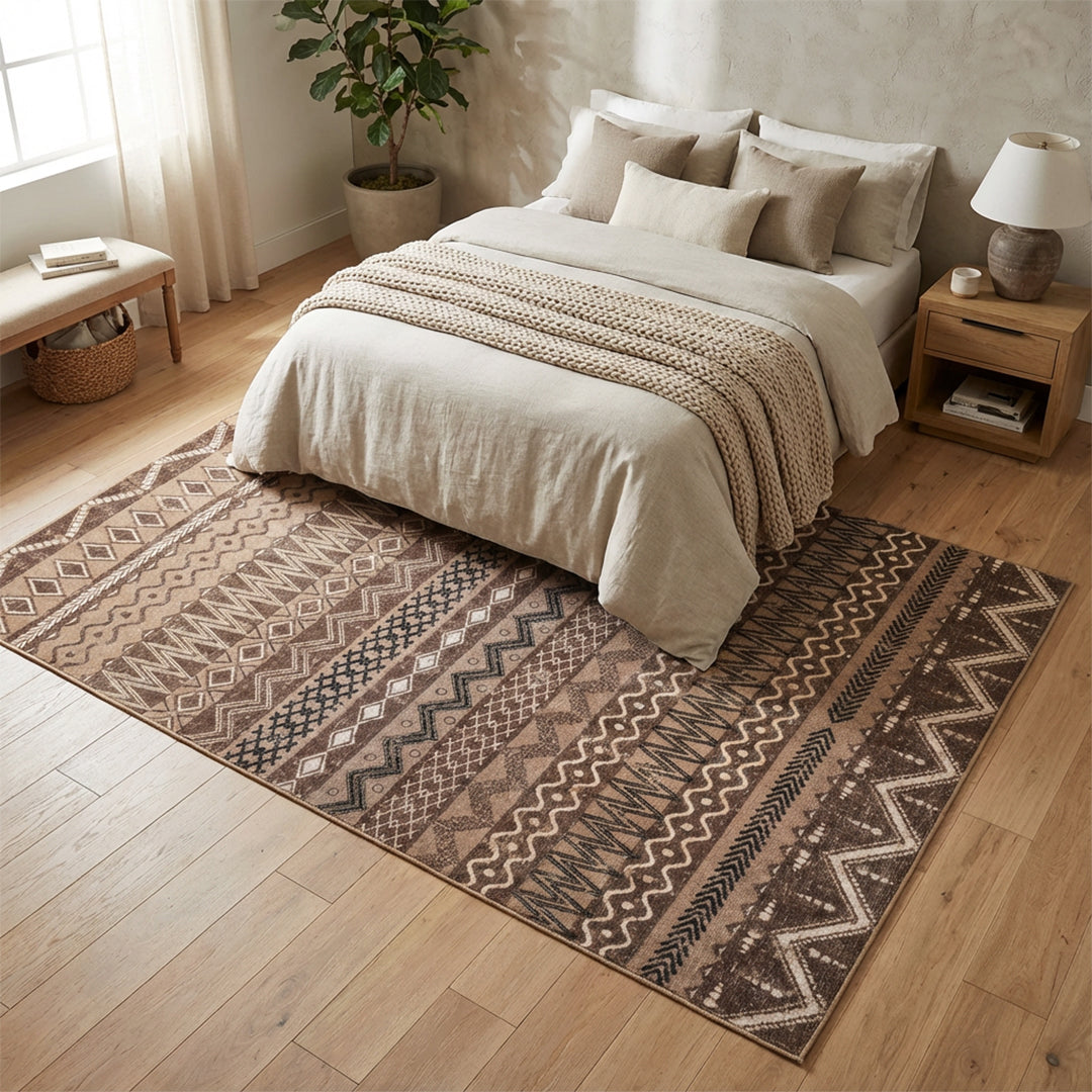 Muddy Carpet Nomad Washable Area Rugs for Living Room, Bedroom & Dining Room – Modern Soft Low Pile Non Slip Carpet – Pet Friendly Waterproof Foldable Rugs for Home