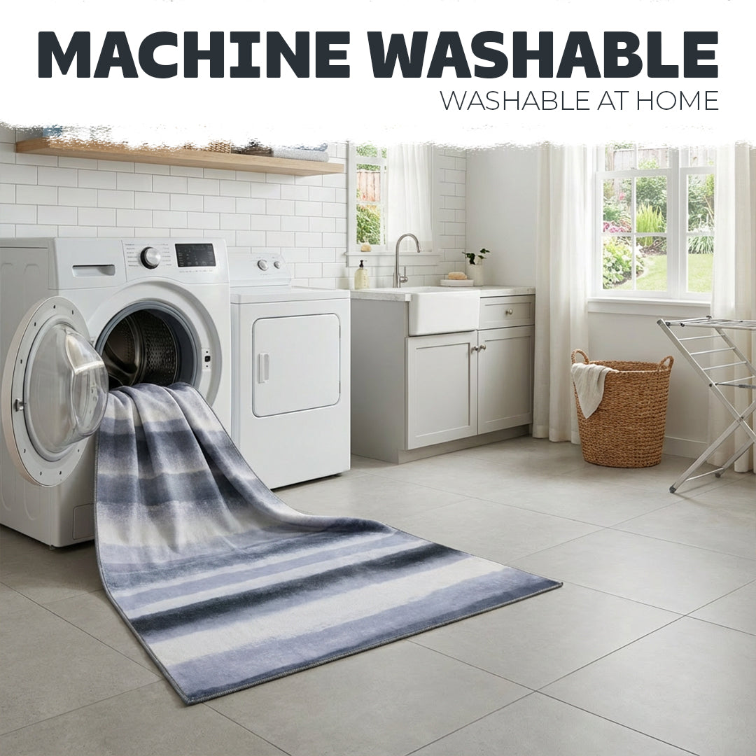 Muddy Carpet Mist Washable Area Rugs for Living Room, Bedroom & Dining Room – Modern Soft Low Pile Non Slip Carpet – Pet Friendly Waterproof Foldable Rugs for Home