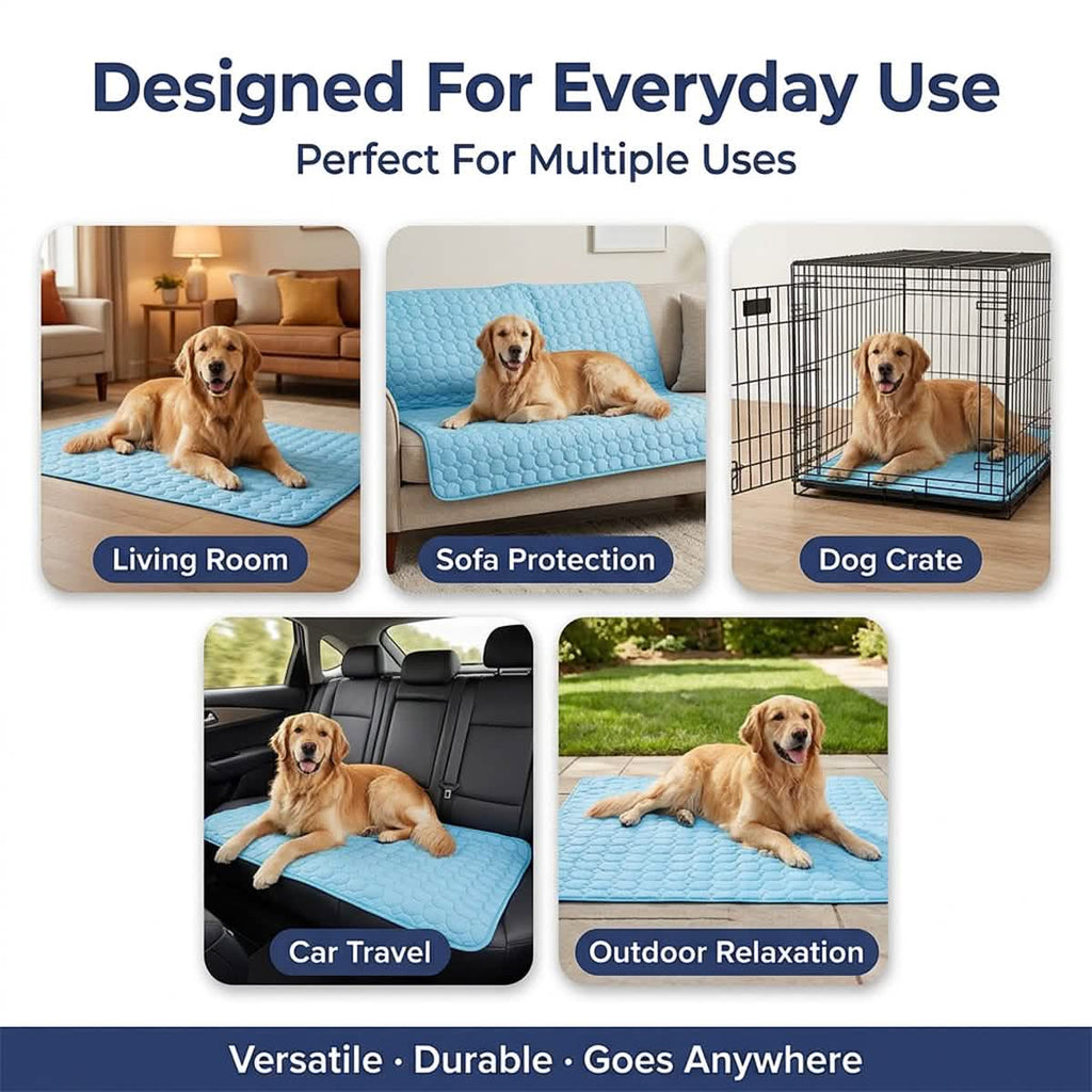 Muddy Mat® Self-Cooling Dog Mat, Ice Silk Cooling Pad for Dogs & Cats, No Water or Electricity Needed, Easy to Clean Non-Slip Summer Pet Mat for Indoor & Outdoor, Sofa, Crate & Car