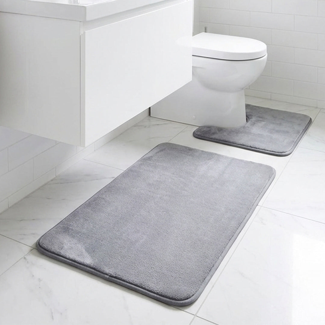 Muddy Mat® Memory Foam Bath Mat Set 2 Piece – Velvet Soft Non Slip Bathroom Rugs Set, Thick Absorbent Washable Bath Mats for Bathroom Floor and Shower, 20"x30" + 20"x20" U-Shaped