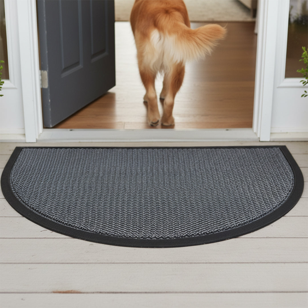 Muddy Mat® Semi-Circle Meshy Door Mat Heavy-Duty Quick-Dry Floor Mat, Sand & Dirt Trapper for Indoor & Outdoor, Ideal for Entrance, Patios & Garages, Low-Profile, Non-Slip, Washable, Mudroom