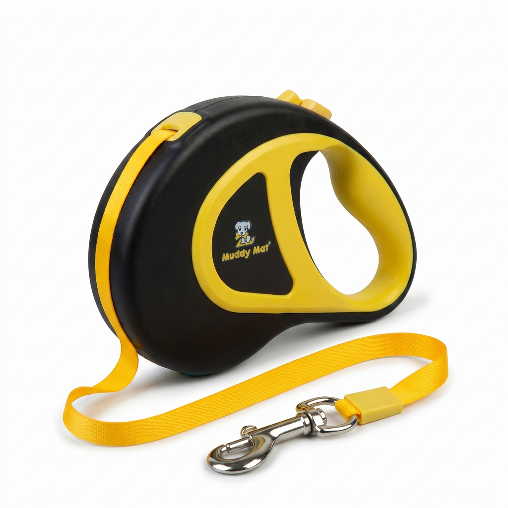 Muddy Mat® Retractable Dog Leash – 16 ft Heavy Duty Tape Leash for Small & Medium Dogs up to 44 lbs | One-Button Brake, 360° Tangle-Free | Ergonomic Grip