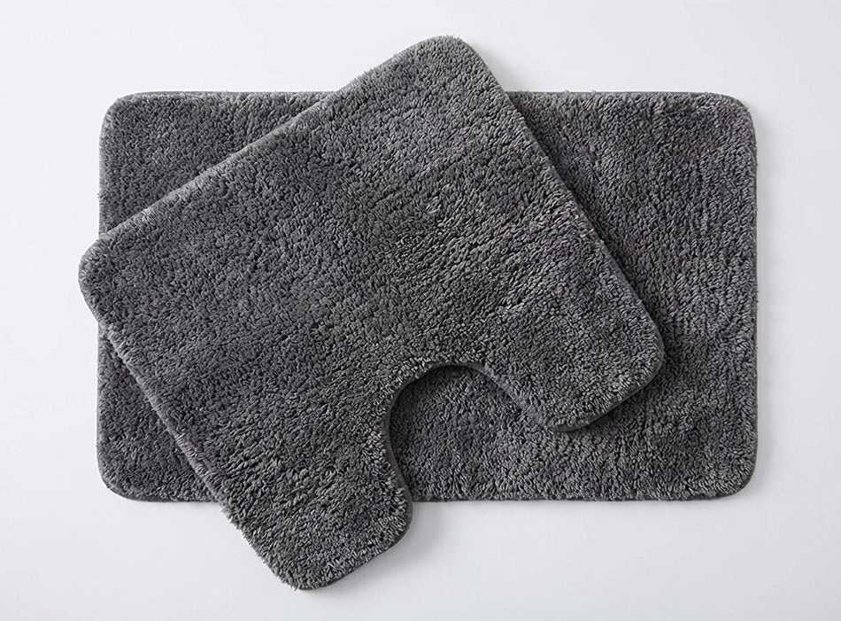 Muddy Mat® Fluffy Bathroom Rugs 2 Piece Set, Soft Absorbent Microfiber Bath Mats, Non Slip, Quick Dry, Machine Washable for Floor, Tub, Shower & Toilet, 20"x30" + 20"x20" U-Shaped