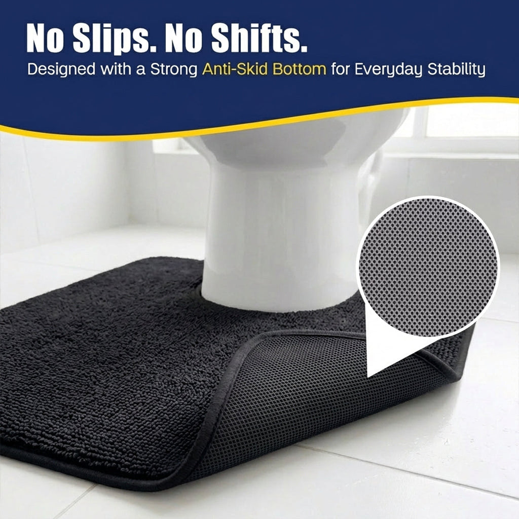 Muddy Mat® CloudStep Bathroom Rugs 2 Piece Set, Non Slip Bath Mats for Bathroom, Absorbent Memory Foam Chenille, Machine Washable Quick Dry Toilet Rug Set, 20"x30" + 20"x20" U-Shaped