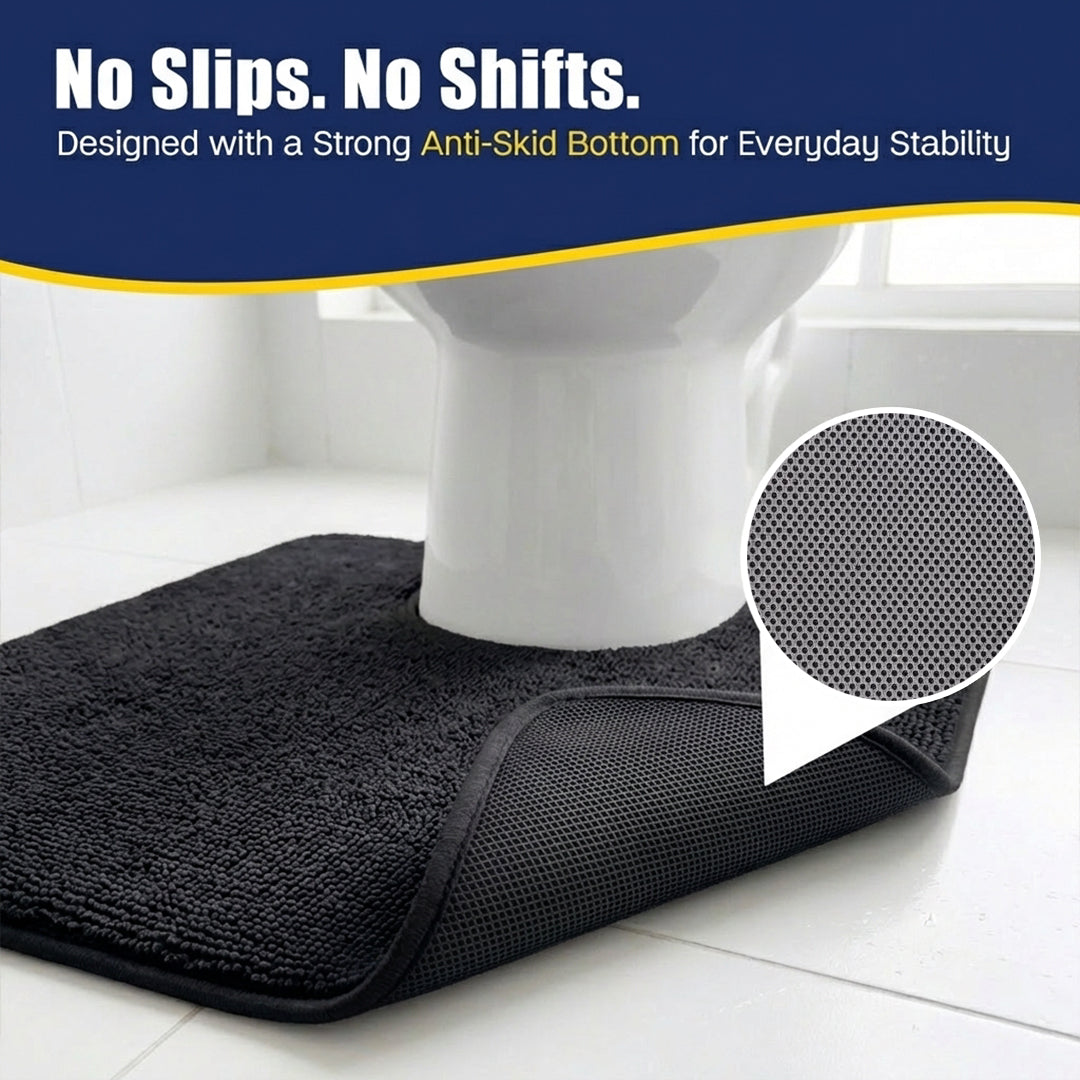 Muddy Mat® CloudStep Bathroom Rugs 2 Piece Set, Non Slip Bath Mats for Bathroom, Absorbent Memory Foam Chenille, Machine Washable Quick Dry Toilet Rug Set, 20"x30" + 20"x20" U-Shaped