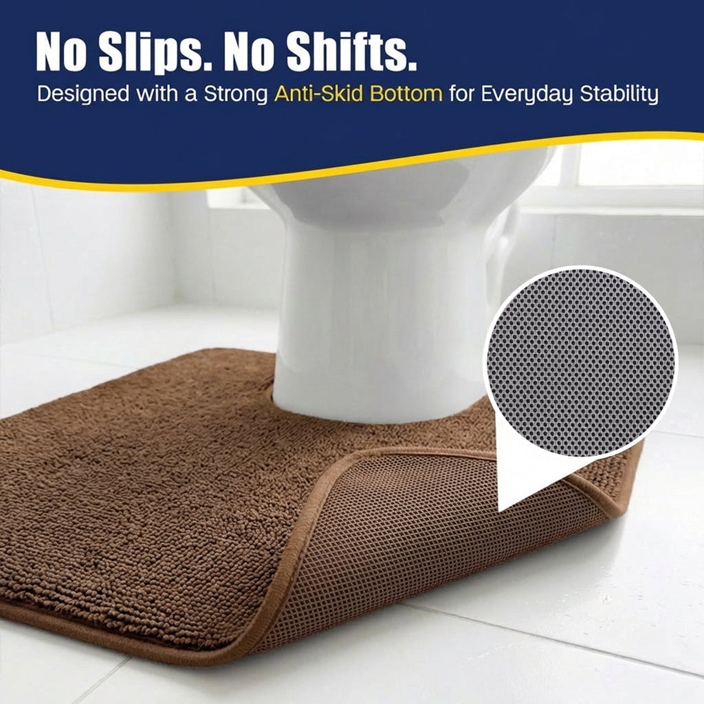 Muddy Mat® CloudStep Bathroom Rugs 2 Piece Set, Non Slip Bath Mats for Bathroom, Absorbent Memory Foam Chenille, Machine Washable Quick Dry Toilet Rug Set, 20"x30" + 20"x20" U-Shaped