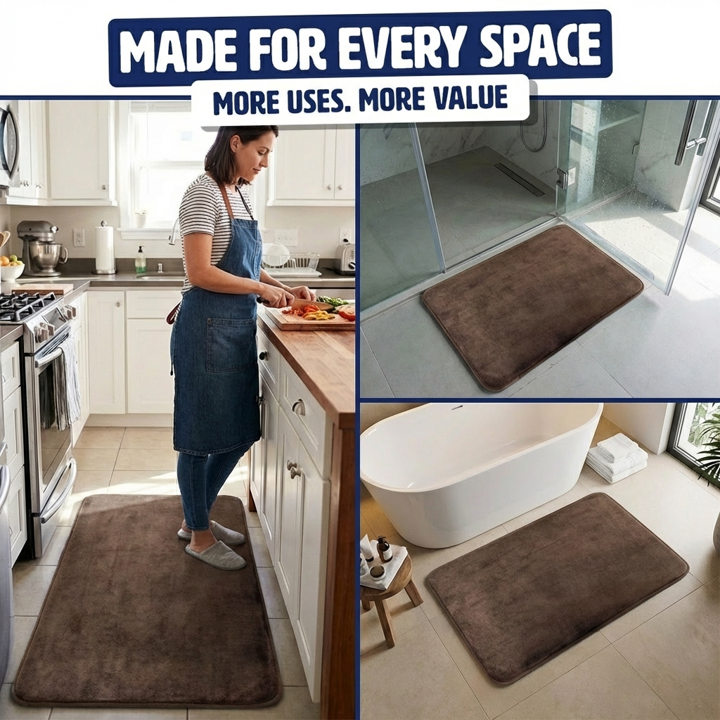 Muddy Mat® Memory Foam Bath Mat – Velvet Soft Non Slip Bathroom Rugs, Thick Absorbent Bath Rugs, Washable Bath Mat for Bathroom Floor and Shower