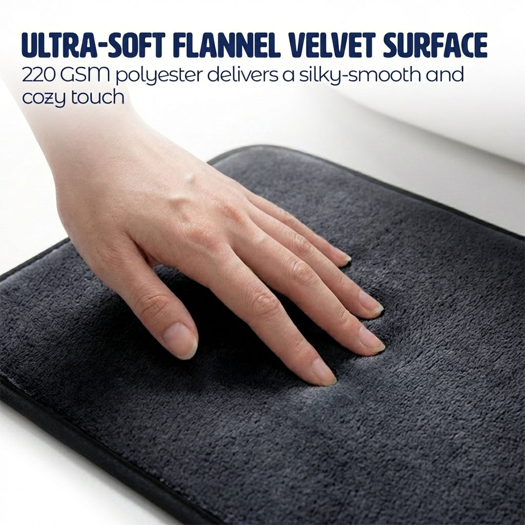 Muddy Mat® Memory Foam Bath Mat – Velvet Soft Non Slip Bathroom Rugs, Thick Absorbent Bath Rugs, Washable Bath Mat for Bathroom Floor and Shower