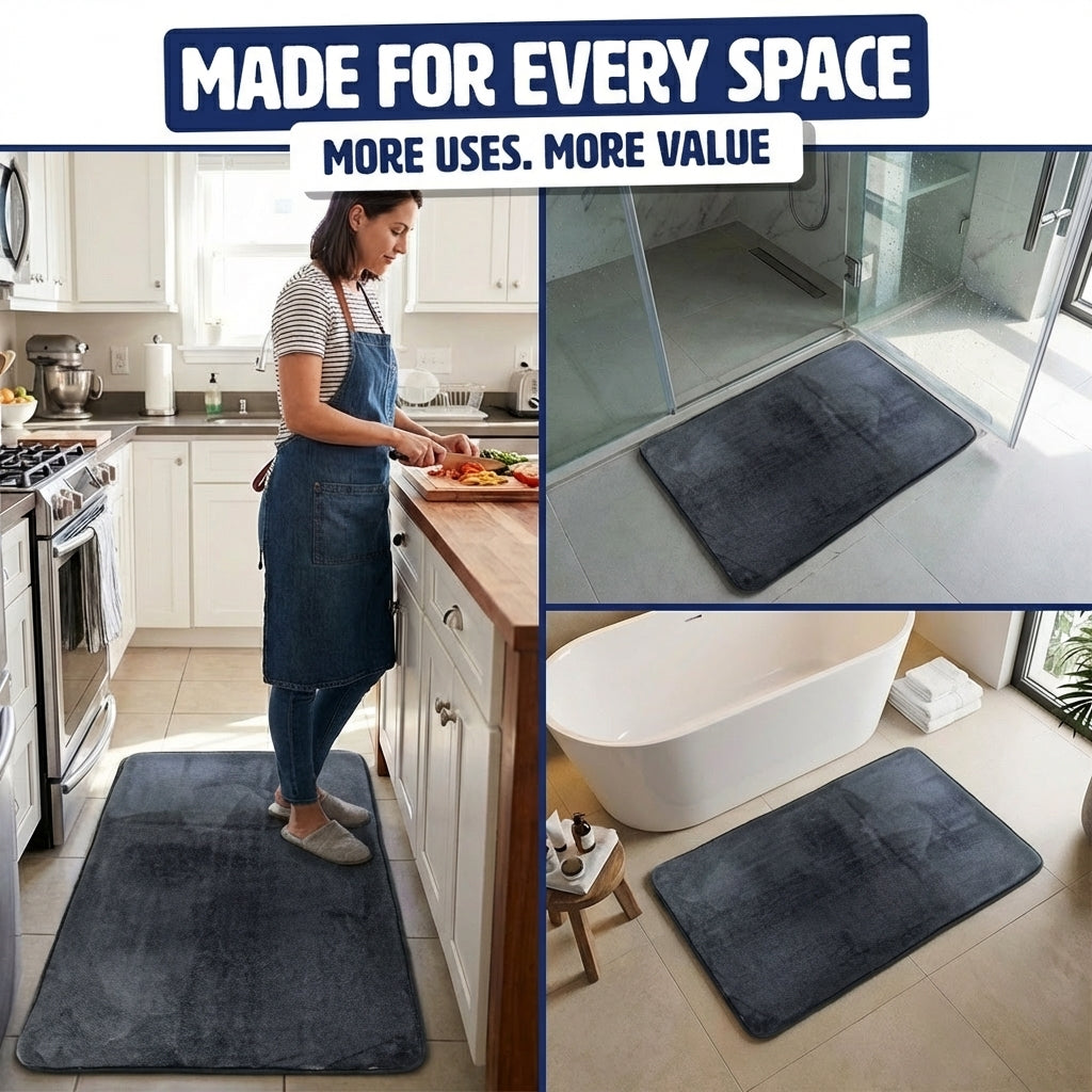 Muddy Mat® Memory Foam Bath Mat – Velvet Soft Non Slip Bathroom Rugs, Thick Absorbent Bath Rugs, Washable Bath Mat for Bathroom Floor and Shower