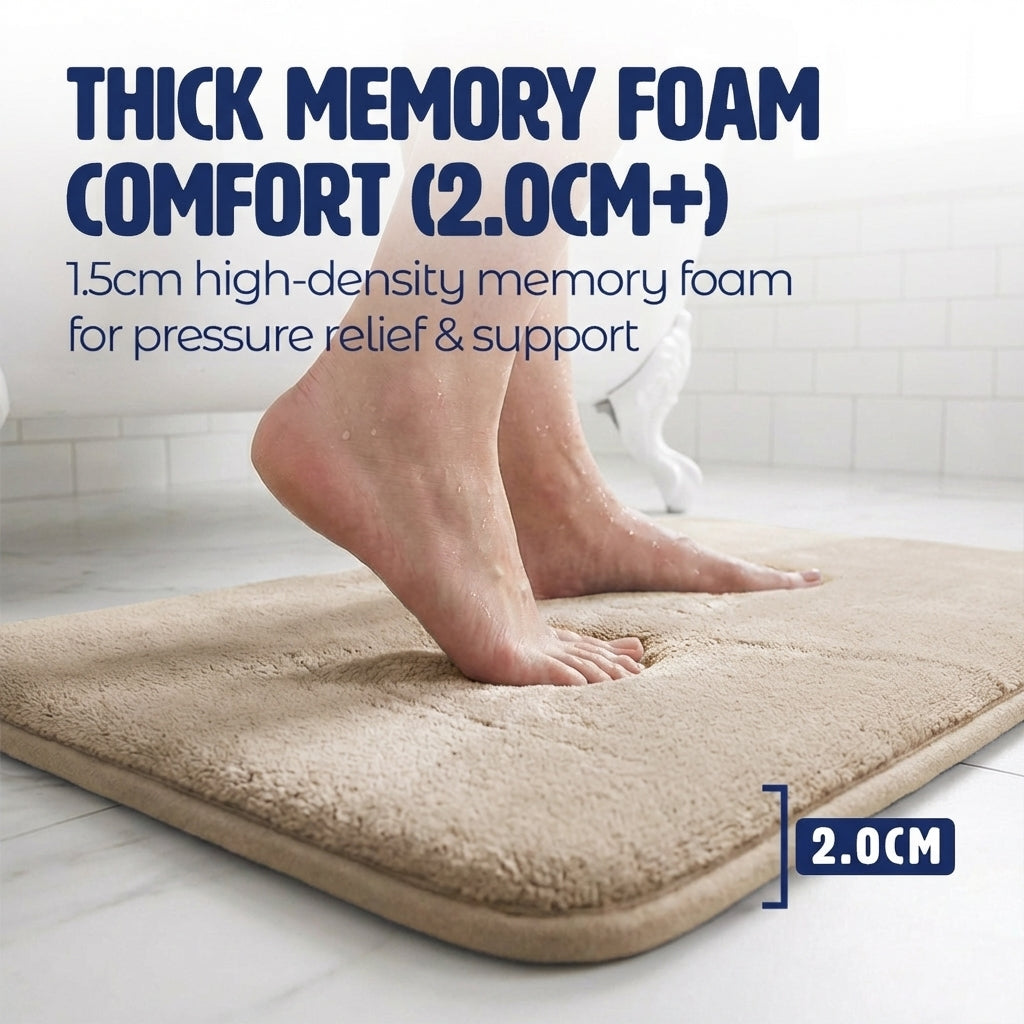 Muddy Mat® Memory Foam Bath Mat – Velvet Soft Non Slip Bathroom Rugs, Thick Absorbent Bath Rugs, Washable Bath Mat for Bathroom Floor and Shower