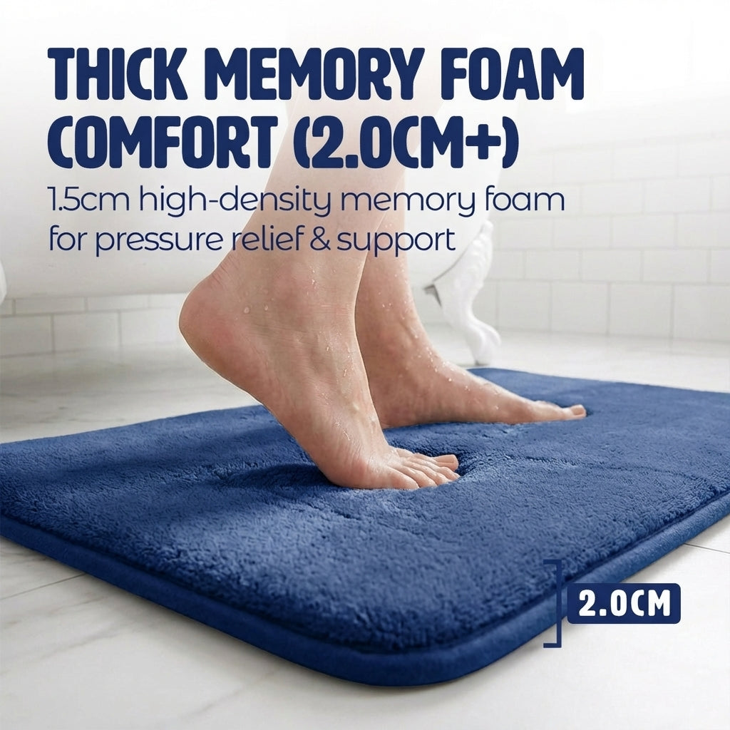 Muddy Mat® Memory Foam Bath Mat – Velvet Soft Non Slip Bathroom Rugs, Thick Absorbent Bath Rugs, Washable Bath Mat for Bathroom Floor and Shower