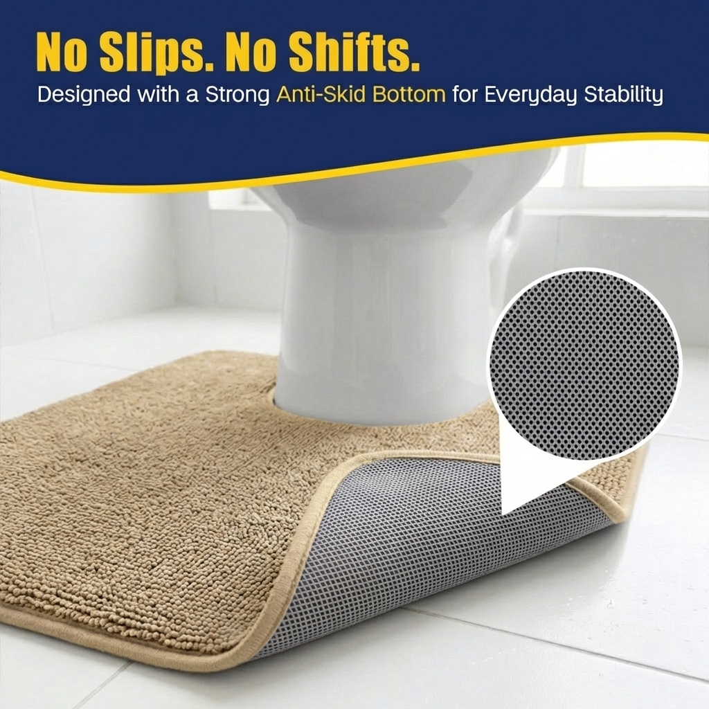 Muddy Mat® CloudStep Bathroom Rugs 2 Piece Set, Non Slip Bath Mats for Bathroom, Absorbent Memory Foam Chenille, Machine Washable Quick Dry Toilet Rug Set, 20"x30" + 20"x20" U-Shaped