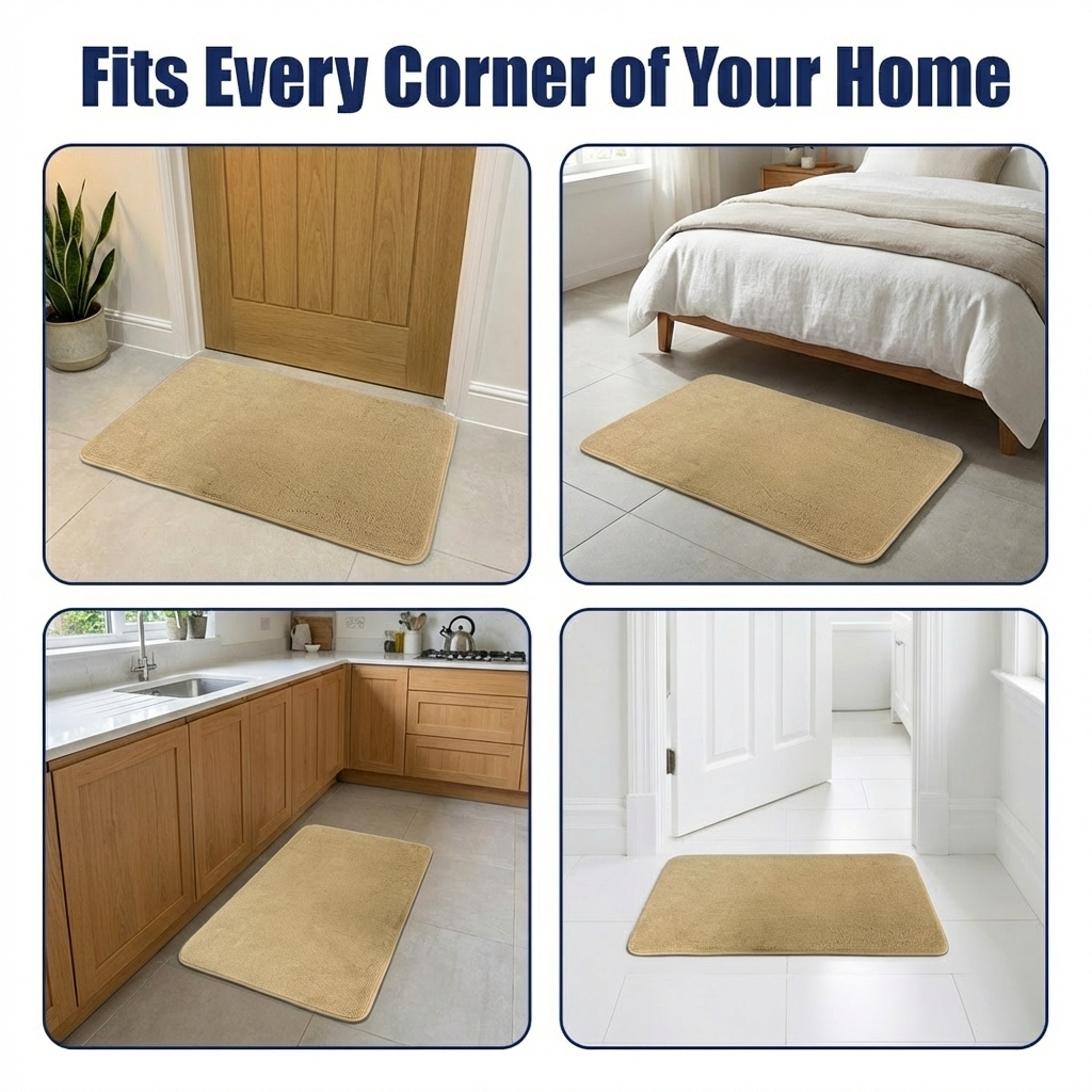 Muddy Mat® CloudStep Bathroom Rugs 2 Piece Set, Non Slip Bath Mats for Bathroom, Absorbent Memory Foam Chenille, Machine Washable Quick Dry Toilet Rug Set, 20"x30" + 20"x20" U-Shaped