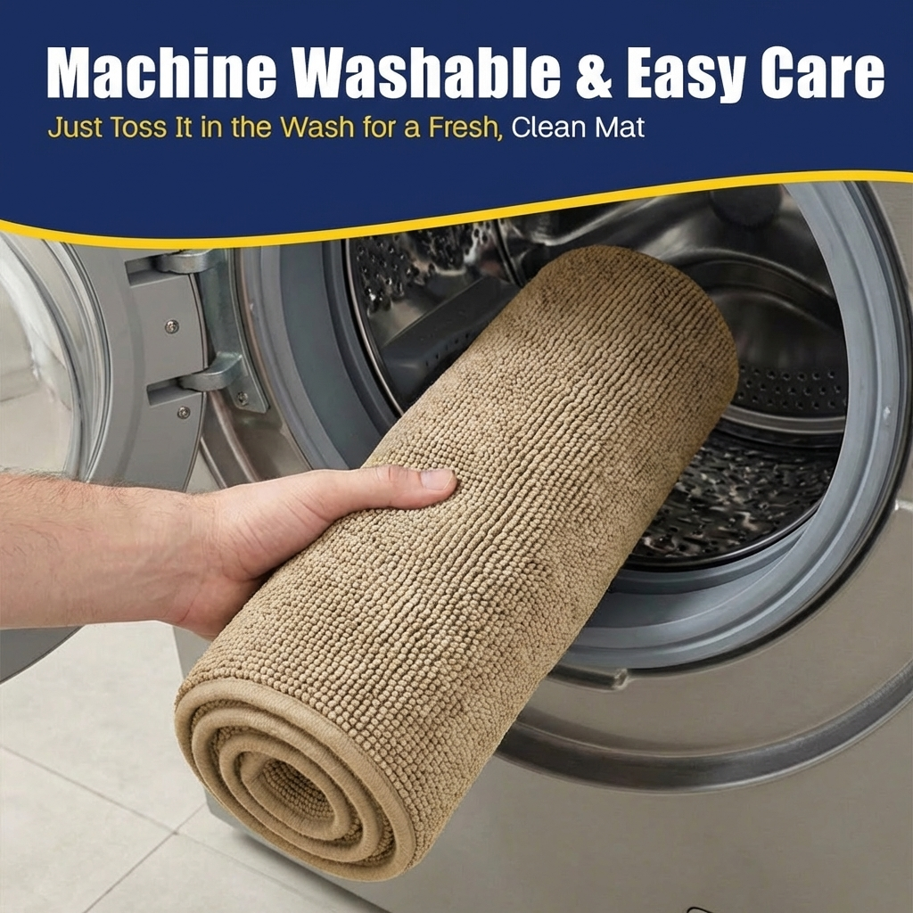 Muddy Mat® CloudStep Bathroom Rugs 2 Piece Set, Non Slip Bath Mats for Bathroom, Absorbent Memory Foam Chenille, Machine Washable Quick Dry Toilet Rug Set, 20"x30" + 20"x20" U-Shaped