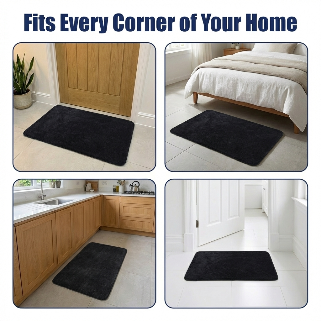 Muddy Mat® CloudStep Bathroom Rugs, Non Slip Bath Mats for Bathroom, Super Absorbent Memory Foam Chenille, Quick Dry Machine Washable Thick Toilet Rug for Shower Tub and Floor