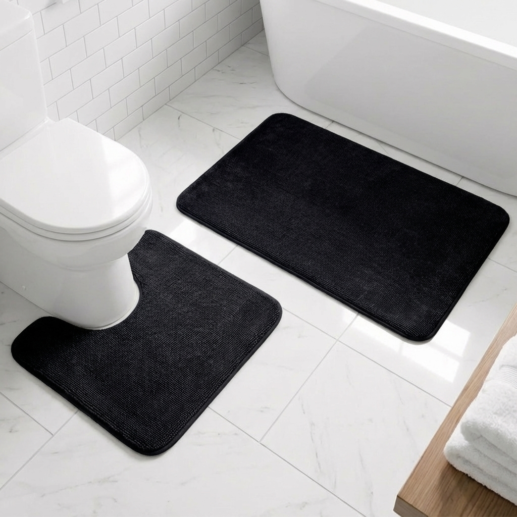 Muddy Mat® CloudStep Bathroom Rugs 2 Piece Set, Non Slip Bath Mats for Bathroom, Absorbent Memory Foam Chenille, Machine Washable Quick Dry Toilet Rug Set, 20"x30" + 20"x20" U-Shaped