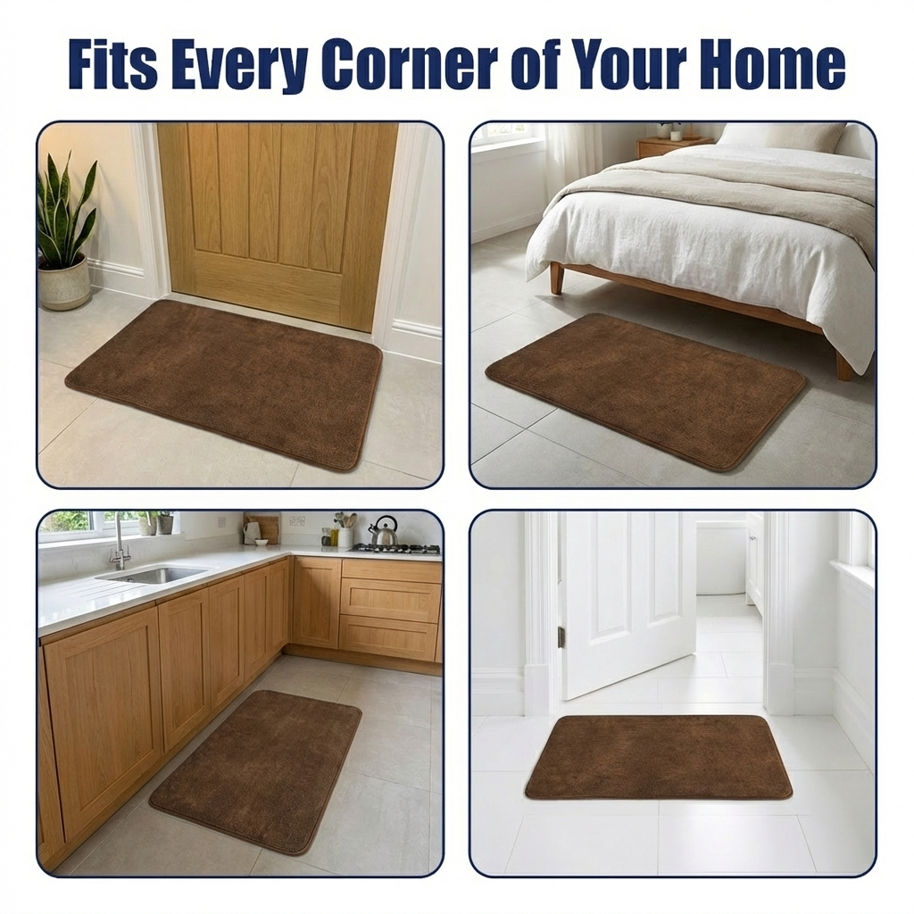 Muddy Mat® CloudStep Bathroom Rugs 2 Piece Set, Non Slip Bath Mats for Bathroom, Absorbent Memory Foam Chenille, Machine Washable Quick Dry Toilet Rug Set, 20"x30" + 20"x20" U-Shaped
