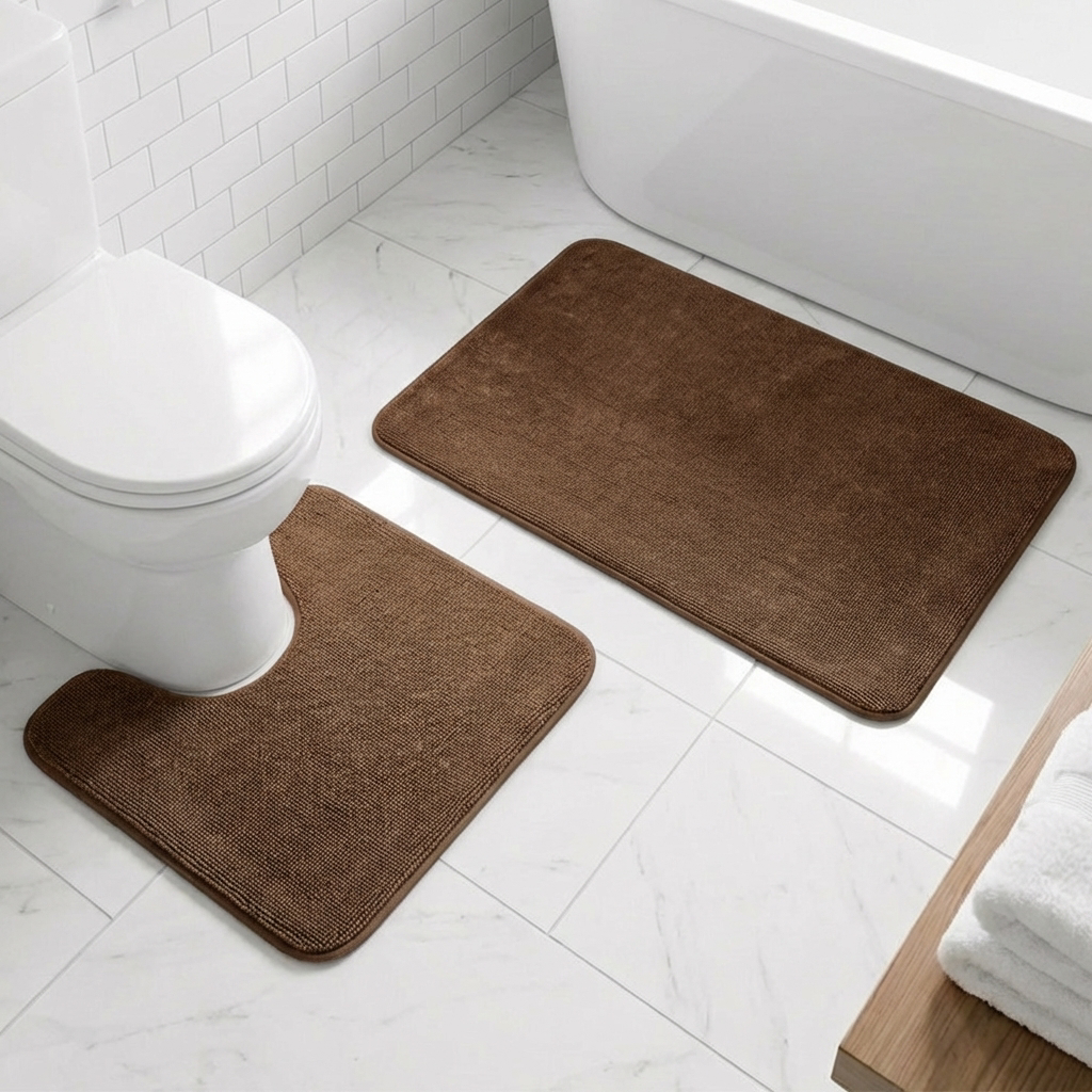 Muddy Mat® CloudStep Bathroom Rugs 2 Piece Set, Non Slip Bath Mats for Bathroom, Absorbent Memory Foam Chenille, Machine Washable Quick Dry Toilet Rug Set, 20"x30" + 20"x20" U-Shaped