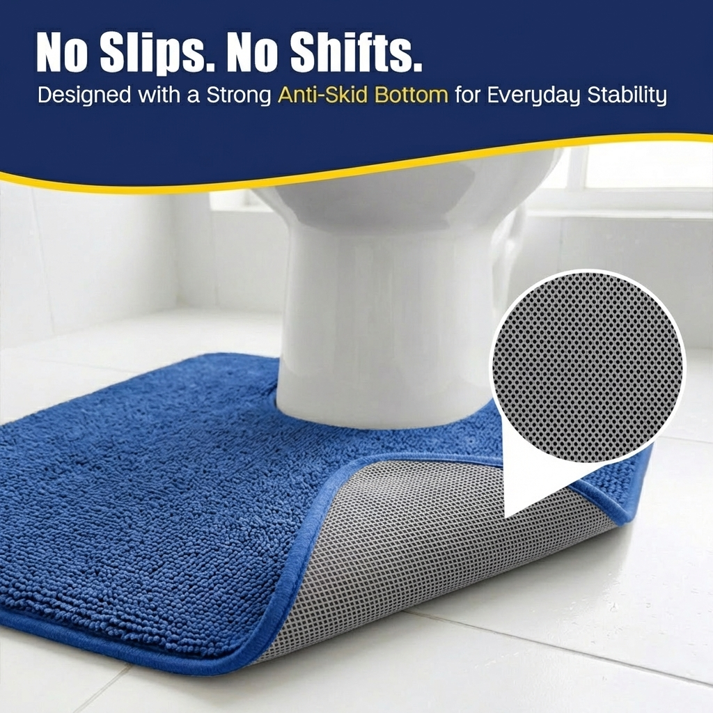 Muddy Mat® CloudStep Bathroom Rugs 2 Piece Set, Non Slip Bath Mats for Bathroom, Absorbent Memory Foam Chenille, Machine Washable Quick Dry Toilet Rug Set, 20"x30" + 20"x20" U-Shaped