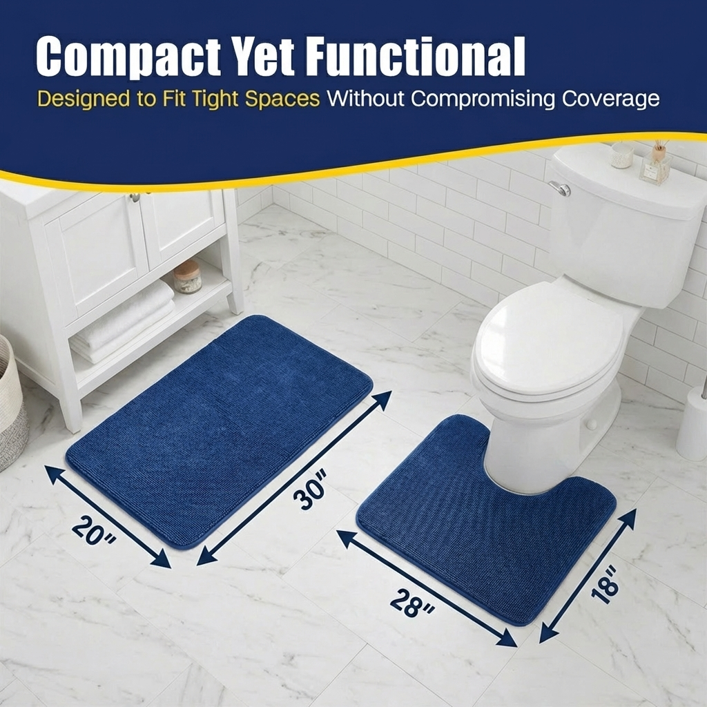 Muddy Mat® CloudStep Bathroom Rugs 2 Piece Set, Non Slip Bath Mats for Bathroom, Absorbent Memory Foam Chenille, Machine Washable Quick Dry Toilet Rug Set, 20"x30" + 20"x20" U-Shaped