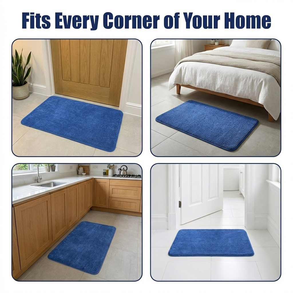 Muddy Mat® CloudStep Bathroom Rugs, Non Slip Bath Mats for Bathroom, Super Absorbent Memory Foam Chenille, Quick Dry Machine Washable Thick Toilet Rug for Shower Tub and Floor