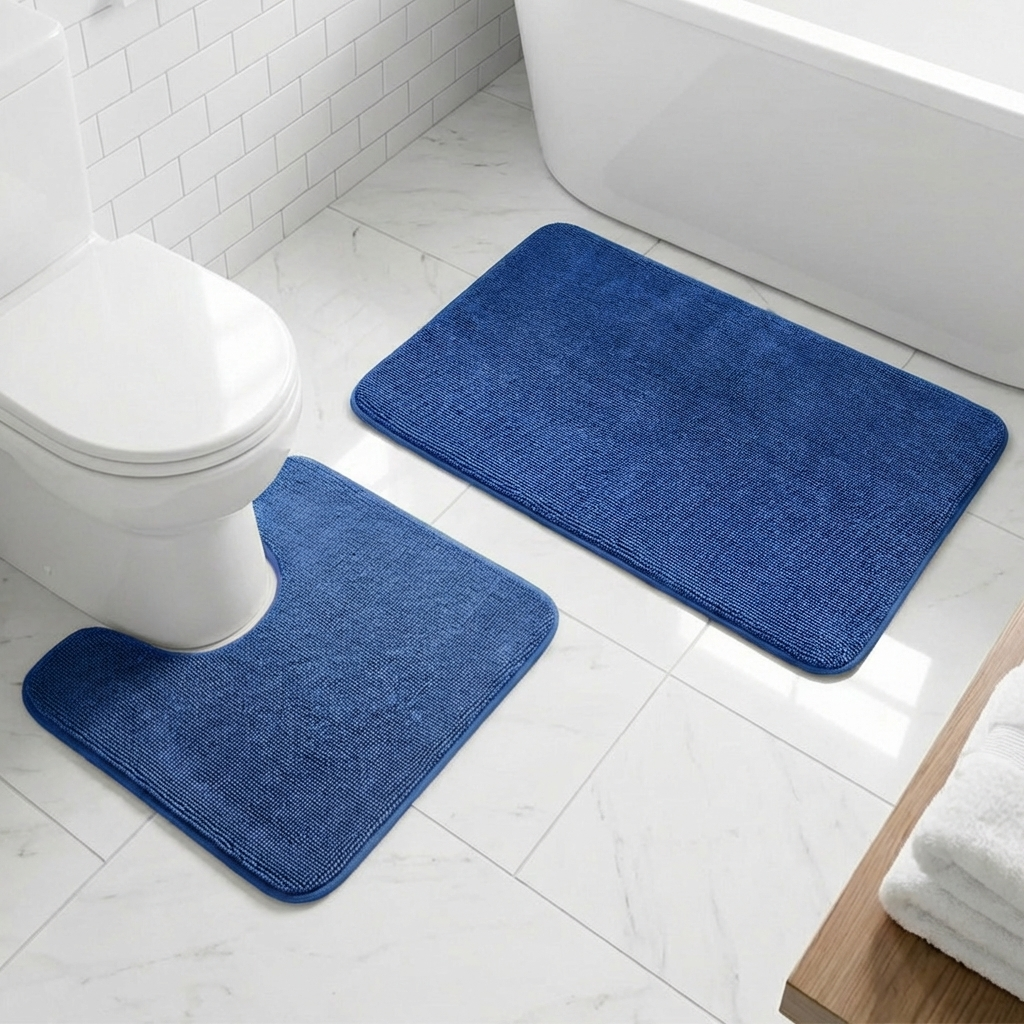Muddy Mat® CloudStep Bathroom Rugs 2 Piece Set, Non Slip Bath Mats for Bathroom, Absorbent Memory Foam Chenille, Machine Washable Quick Dry Toilet Rug Set, 20"x30" + 20"x20" U-Shaped