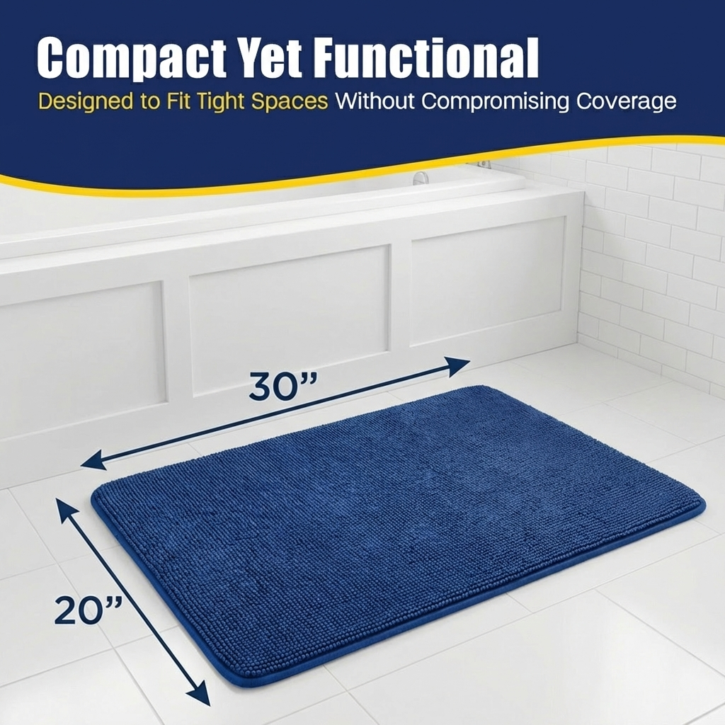 Muddy Mat® CloudStep Bathroom Rugs, Non Slip Bath Mats for Bathroom, Super Absorbent Memory Foam Chenille, Quick Dry Machine Washable Thick Toilet Rug for Shower Tub and Floor