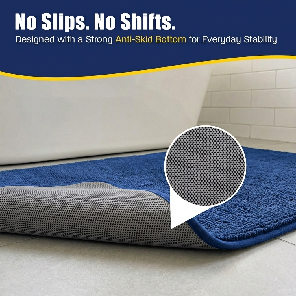 Muddy Mat® CloudStep Bathroom Rugs, Non Slip Bath Mats for Bathroom, Super Absorbent Memory Foam Chenille, Quick Dry Machine Washable Thick Toilet Rug for Shower Tub and Floor