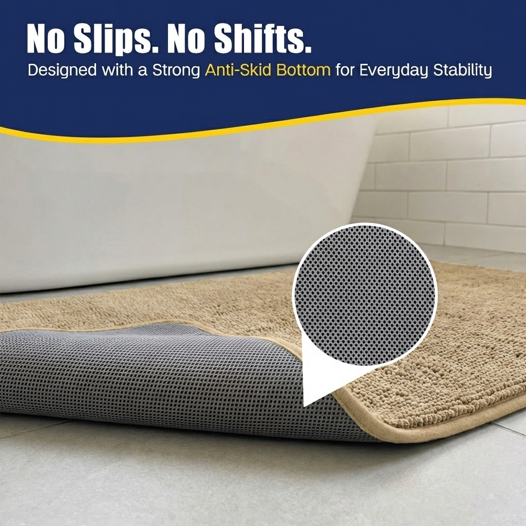 Muddy Mat® CloudStep Bathroom Rugs, Non Slip Bath Mats for Bathroom, Super Absorbent Memory Foam Chenille, Quick Dry Machine Washable Thick Toilet Rug for Shower Tub and Floor