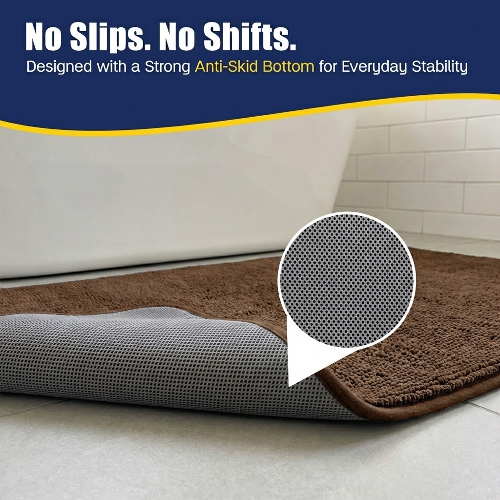 Muddy Mat® CloudStep Bathroom Rugs, Non Slip Bath Mats for Bathroom, Super Absorbent Memory Foam Chenille, Quick Dry Machine Washable Thick Toilet Rug for Shower Tub and Floor