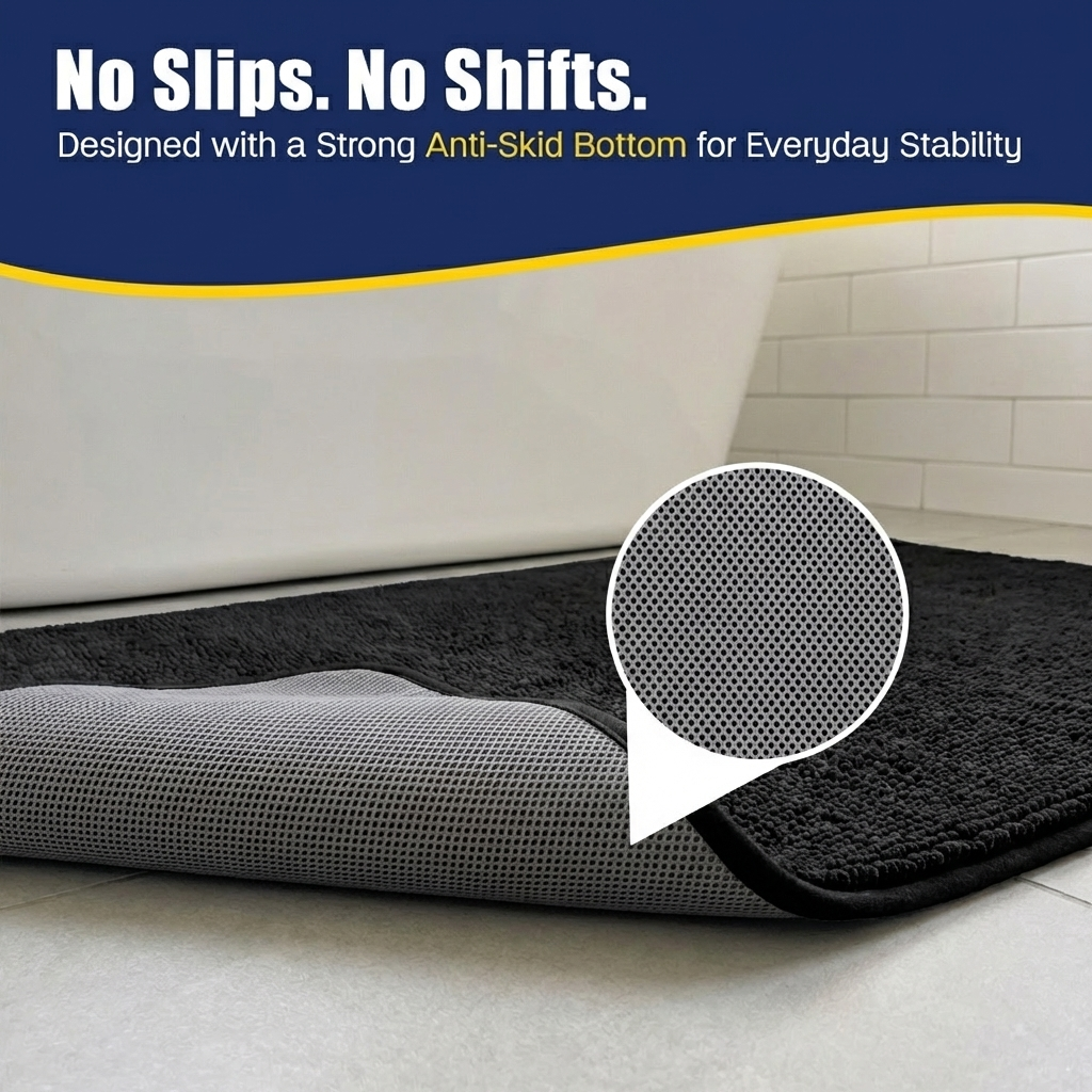 Muddy Mat® CloudStep Bathroom Rugs, Non Slip Bath Mats for Bathroom, Super Absorbent Memory Foam Chenille, Quick Dry Machine Washable Thick Toilet Rug for Shower Tub and Floor