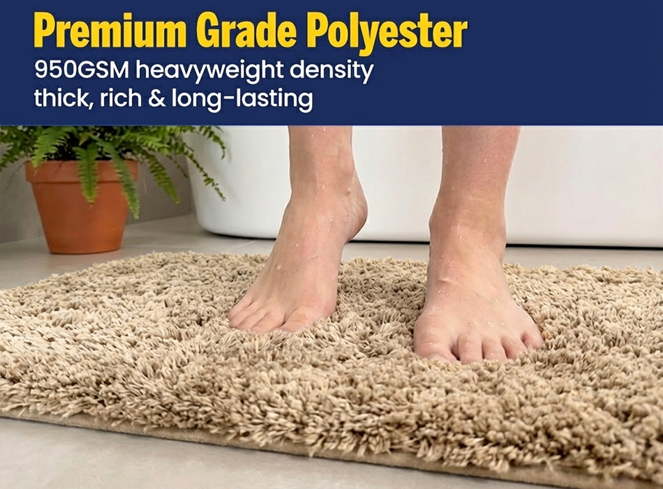 Muddy Mat® Fluffy Bathroom Rug, Soft Absorbent Microfiber Bath Mat, Non Slip, Quick Dry, Machine Washable for Bathroom Floor, Tub, Shower, Toilet and Sink
