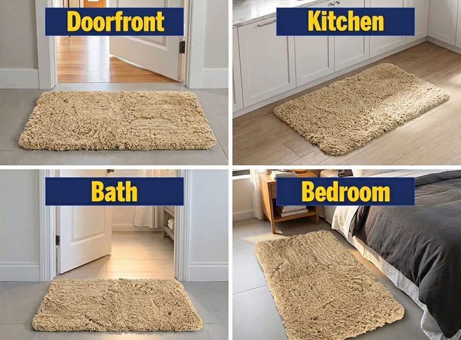 Muddy Mat® Fluffy Bathroom Rugs 2 Piece Set, Soft Absorbent Microfiber Bath Mats, Non Slip, Quick Dry, Machine Washable for Floor, Tub, Shower & Toilet, 20"x30" + 20"x20" U-Shaped