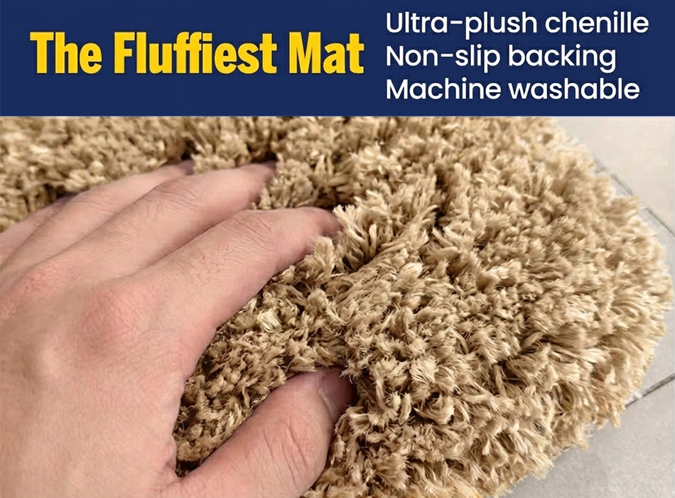 Muddy Mat® Fluffy Bathroom Rug, Soft Absorbent Microfiber Bath Mat, Non Slip, Quick Dry, Machine Washable for Bathroom Floor, Tub, Shower, Toilet and Sink