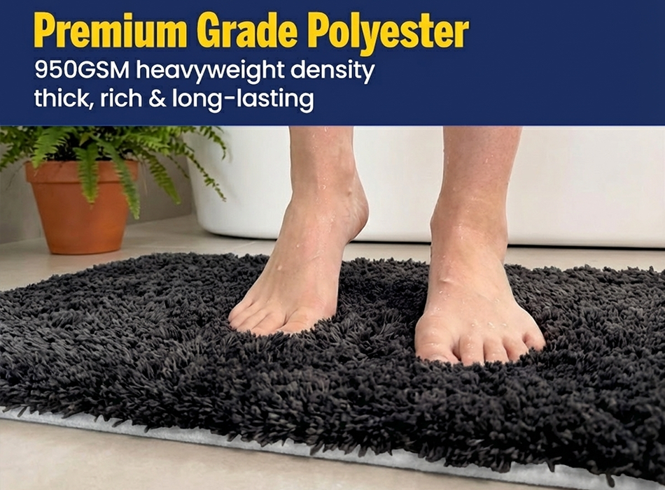 Muddy Mat® Fluffy Bathroom Rug, Soft Absorbent Microfiber Bath Mat, Non Slip, Quick Dry, Machine Washable for Bathroom Floor, Tub, Shower, Toilet and Sink