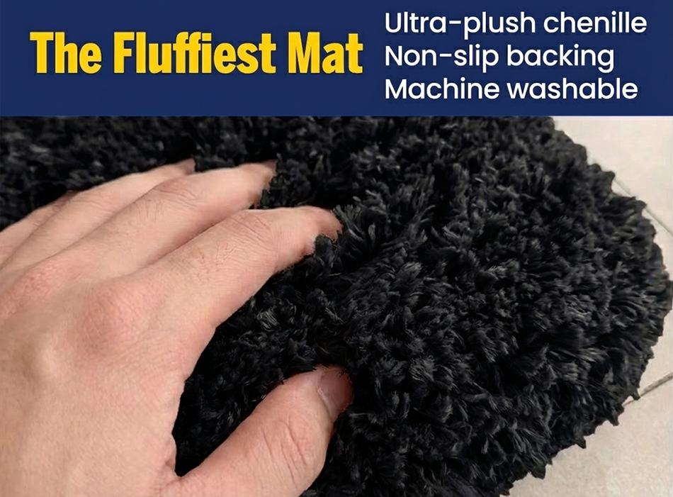 Muddy Mat® Fluffy Bathroom Rug, Soft Absorbent Microfiber Bath Mat, Non Slip, Quick Dry, Machine Washable for Bathroom Floor, Tub, Shower, Toilet and Sink