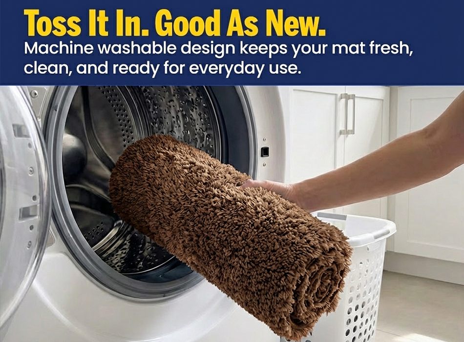 Muddy Mat® Fluffy Bathroom Rug, Soft Absorbent Microfiber Bath Mat, Non Slip, Quick Dry, Machine Washable for Bathroom Floor, Tub, Shower, Toilet and Sink