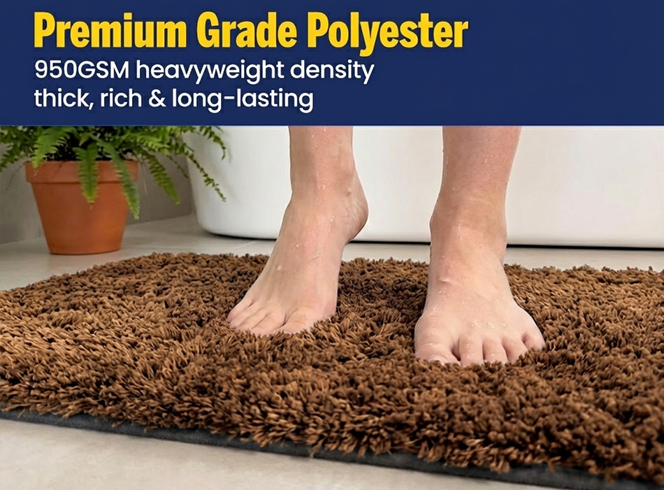 Muddy Mat® Fluffy Bathroom Rugs 2 Piece Set, Soft Absorbent Microfiber Bath Mats, Non Slip, Quick Dry, Machine Washable for Floor, Tub, Shower & Toilet, 20"x30" + 20"x20" U-Shaped