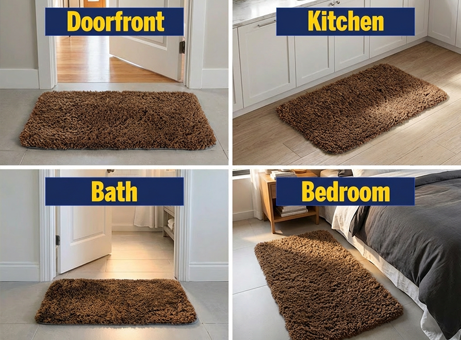 Muddy Mat® Fluffy Bathroom Rug, Soft Absorbent Microfiber Bath Mat, Non Slip, Quick Dry, Machine Washable for Bathroom Floor, Tub, Shower, Toilet and Sink