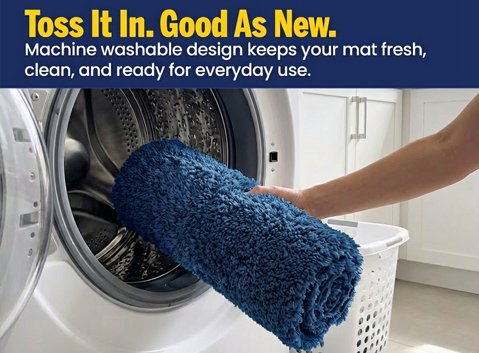 Muddy Mat® Fluffy Bathroom Rugs 2 Piece Set, Soft Absorbent Microfiber Bath Mats, Non Slip, Quick Dry, Machine Washable for Floor, Tub, Shower & Toilet, 20"x30" + 20"x20" U-Shaped