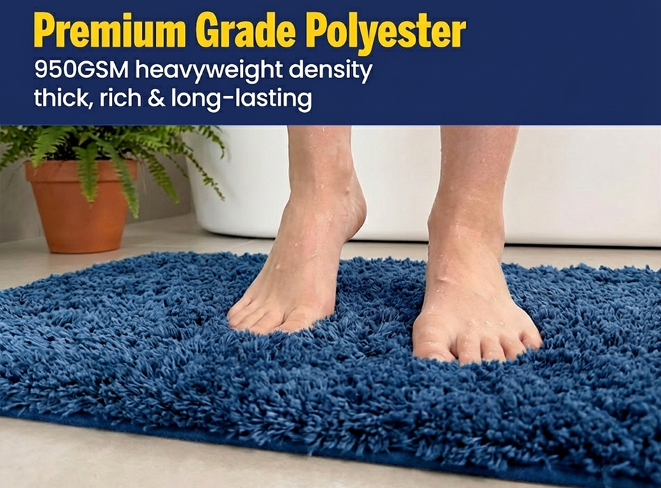 Muddy Mat® Fluffy Bathroom Rug, Soft Absorbent Microfiber Bath Mat, Non Slip, Quick Dry, Machine Washable for Bathroom Floor, Tub, Shower, Toilet and Sink