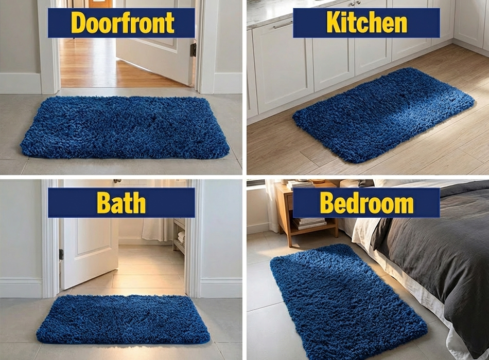 Muddy Mat® Fluffy Bathroom Rug, Soft Absorbent Microfiber Bath Mat, Non Slip, Quick Dry, Machine Washable for Bathroom Floor, Tub, Shower, Toilet and Sink